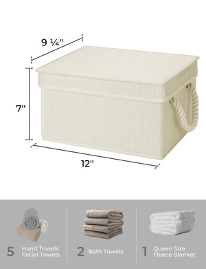 Lidded Large Storage Bins with Cotton Handles, 3-Pack