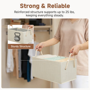 Storage Baskets for Shelves, Cotton Rope Handles, 3 Packs