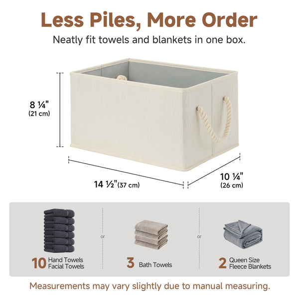 Storage Baskets for Shelves, Cotton Rope Handles, 3 Packs