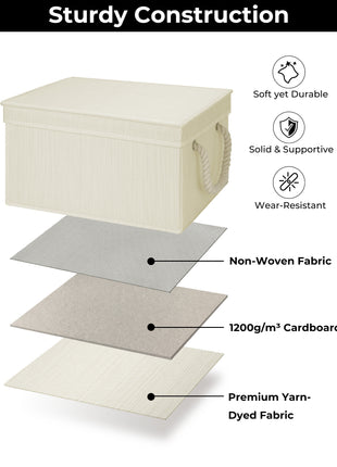 Lidded Large Storage Bins, Foldable Decorative Boxes, 3-Pack