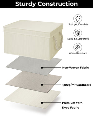 Lidded Large Storage Bins with Cotton Handles, 3-Pack