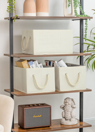 Lidded Large Storage Bins, Foldable Decorative Boxes, 3-Pack