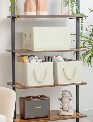 Lidded Large Storage Bins with Cotton Handles, 3-Pack