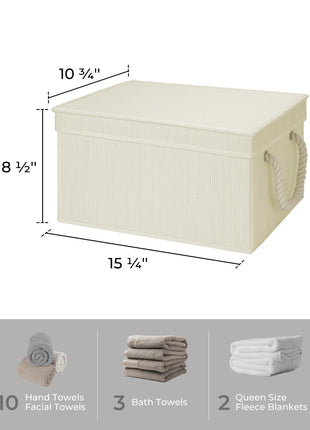 Lidded Large Storage Bins, Foldable Decorative Boxes, 3-Pack