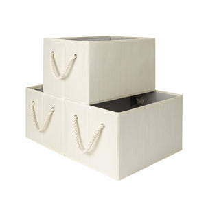 Storage Baskets for Shelves, Cotton Rope Handles, 3 Packs