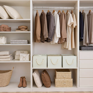 Storage Baskets for Shelves, Cotton Rope Handles, 3 Packs