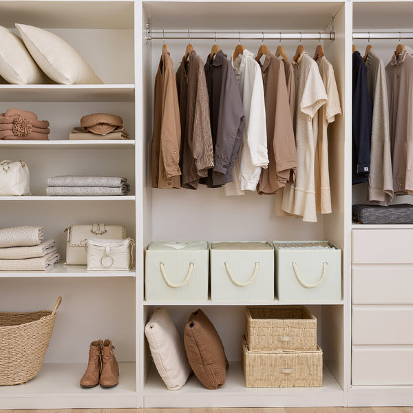 Storage Baskets for Shelves, Cotton Rope Handles, 3 Packs