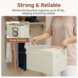Storage Baskets for Shelves, Cotton Rope Handles, 3 Packs