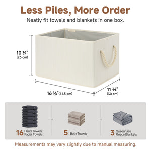 Storage Baskets for Shelves, Cotton Rope Handles, 3 Packs