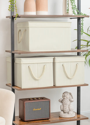 Lidded Large Storage Bins, Foldable Decorative Boxes, 3-Pack