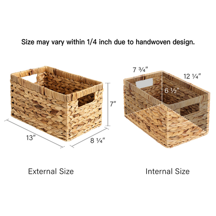 StorageWorks Rectangular Wicker Basket with Built-in Handles, 2 Pack