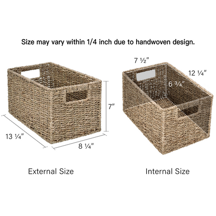 StorageWorks Rectangular Wicker Basket with Built-in Handles, 2 Pack