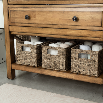 StorageWorks Rectangular Wicker Basket with Built-in Handles, 2 Pack