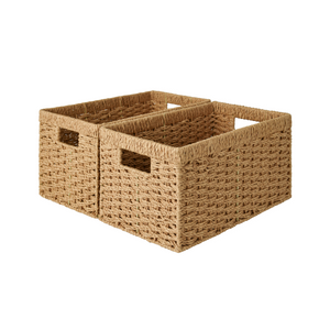 Rectangular Woven Paper Rope Basket, 2 Pack