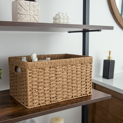 StorageWorks Rectangular Wicker Basket with Built-in Handles, 2 Pack