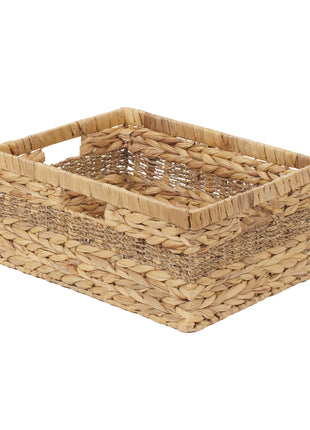 Large Rectangular Wicker Basket with Built-in Handles, 1 Pack