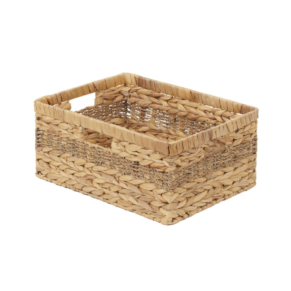 Large Rectangular Wicker Basket with Built-in Handles, 1 Pack
