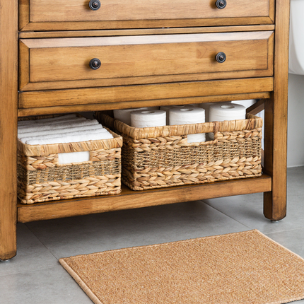 StorageWorks Large Rectangular Wicker Basket with Built-in Handles, 1 Pack