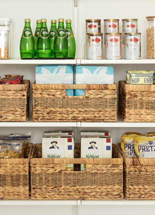 Large Rectangular Wicker Basket with Built-in Handles, 1 Pack