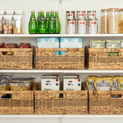 StorageWorks Large Rectangular Wicker Basket with Built-in Handles, 1 Pack