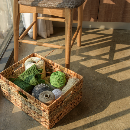 StorageWorks Large Rectangular Wicker Basket with Built-in Handles, 1 Pack