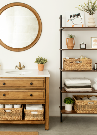 Large Rectangular Wicker Basket with Built-in Handles, 1 Pack