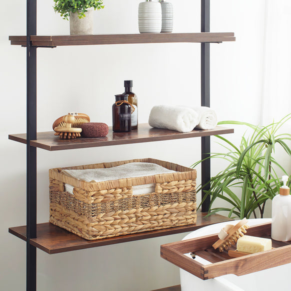 Large Rectangular Wicker Basket with Built-in Handles, 1 Pack