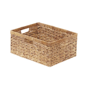 Large Rectangular Water Hyacinth Basket with Built-in Handles, 1 Pack