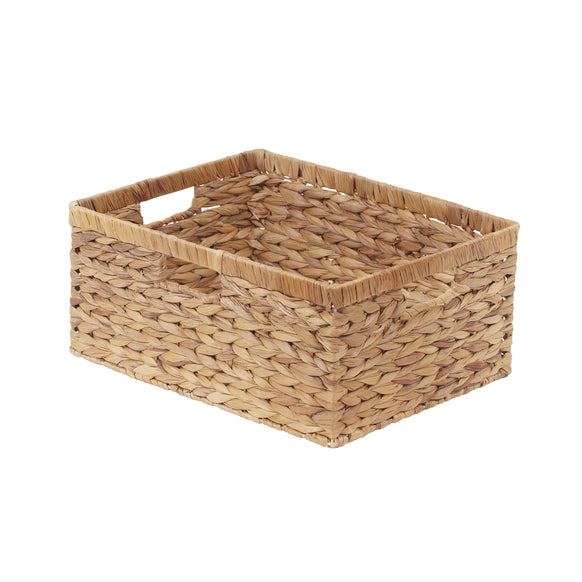 Large Rectangular Wicker Basket with Built-in Handles, 1 Pack