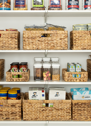 Large Rectangular Wicker Basket with Built-in Handles, 1 Pack