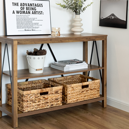 StorageWorks Large Rectangular Wicker Basket with Built-in Handles, 1 Pack