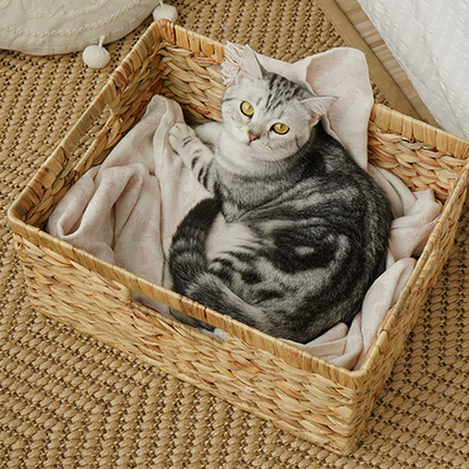 StorageWorks Large Rectangular Wicker Basket with Built-in Handles, 1 Pack