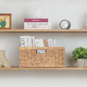 Large Rectangular Water Hyacinth Basket with Built-in Handles, 1 Pack