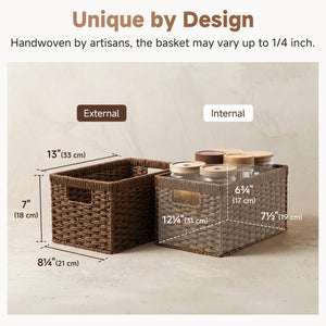 Rectangular Woven Paper Rope Basket, 2 Pack