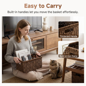 Rectangular Woven Paper Rope Basket, 2 Pack