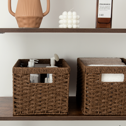 StorageWorks Rectangular Wicker Basket with Built-in Handles, 2 Pack