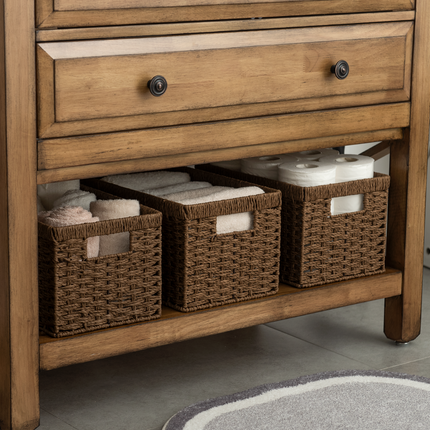 StorageWorks Rectangular Wicker Basket with Built-in Handles, 2 Pack