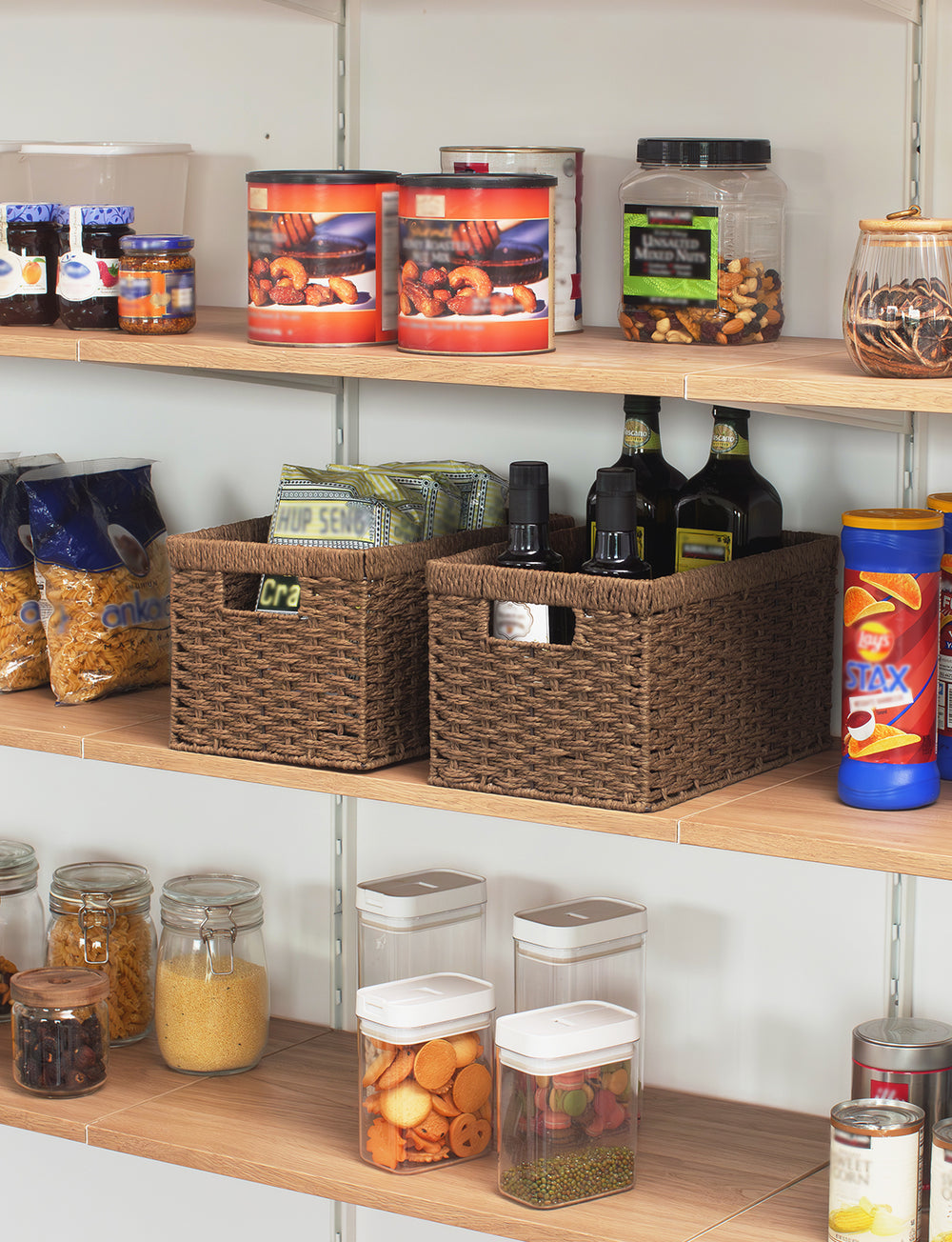 Rectangular Woven Paper Rope Basket, 2 Pack