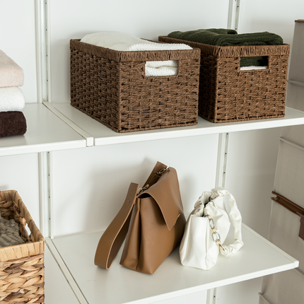 StorageWorks Rectangular Wicker Basket with Built-in Handles, 2 Pack