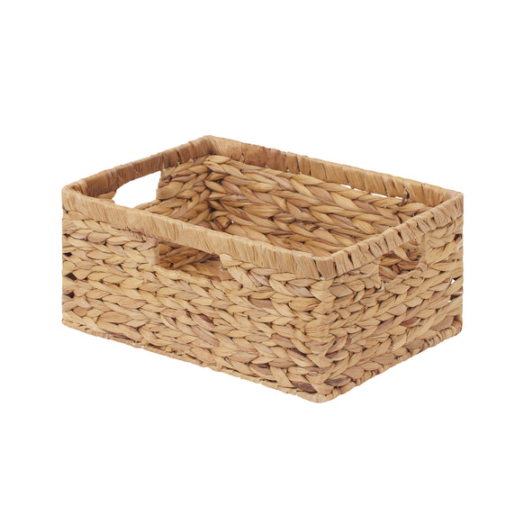 Large Rectangular Wicker Basket with Built-in Handles, 1 Pack