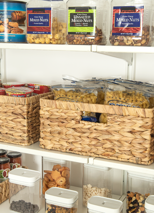 Large Rectangular Wicker Basket with Built-in Handles, 1 Pack