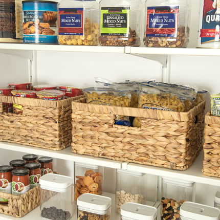 StorageWorks Large Rectangular Wicker Basket with Built-in Handles, 1 Pack