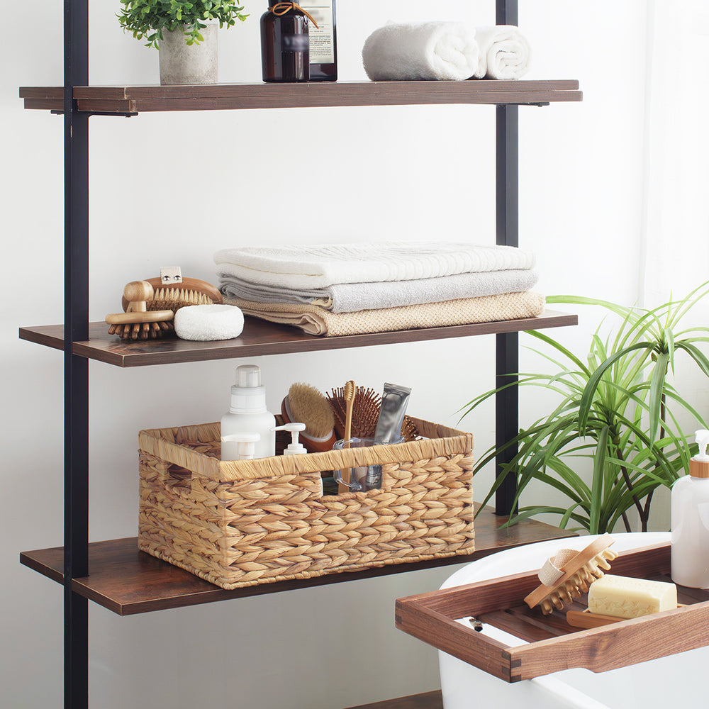 Large Rectangular Water Hyacinth Basket with Built-in Handles, 1 Pack