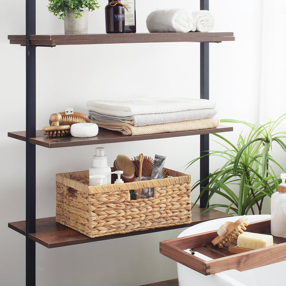 Large Rectangular Wicker Basket with Built-in Handles, 1 Pack