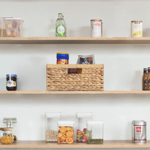 Large Rectangular Water Hyacinth Basket with Built-in Handles, 1 Pack