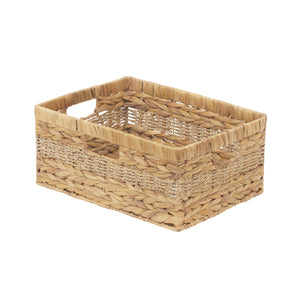Large Rectangular Water Hyacinth Basket with Built-in Handles, 1 Pack