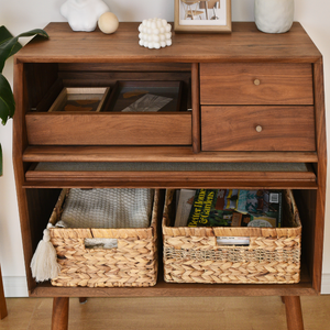 Large Rectangular Water Hyacinth Basket with Built-in Handles, 1 Pack