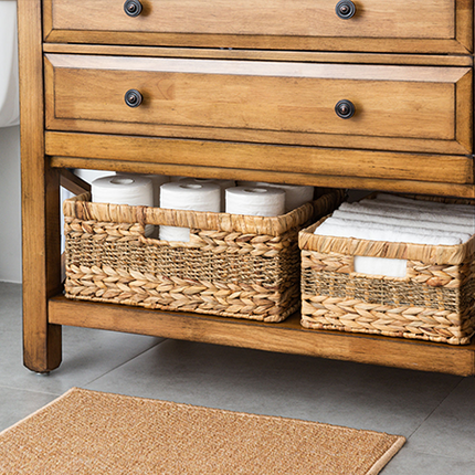 StorageWorks Large Rectangular Wicker Basket with Built-in Handles, 1 Pack