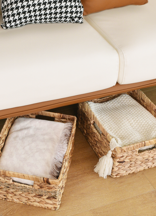 Large Rectangular Wicker Basket with Built-in Handles, 1 Pack