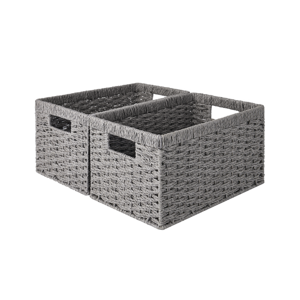 Rectangular Woven Paper Rope Basket, 2 Pack